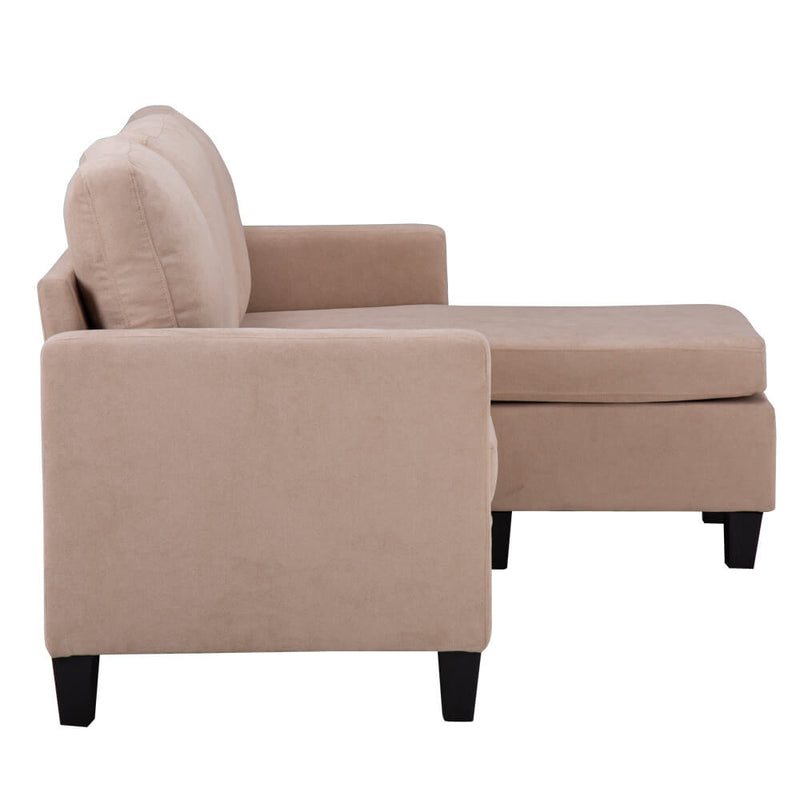 Convertible Sectional Sofa Couch, L-Shaped Couch with Modern Linen Fabric for Small Space, Beige