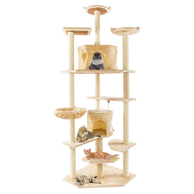 Solid Cute Sisal Rope Plush Cat Climb Tree Cat Tower, 80 inches