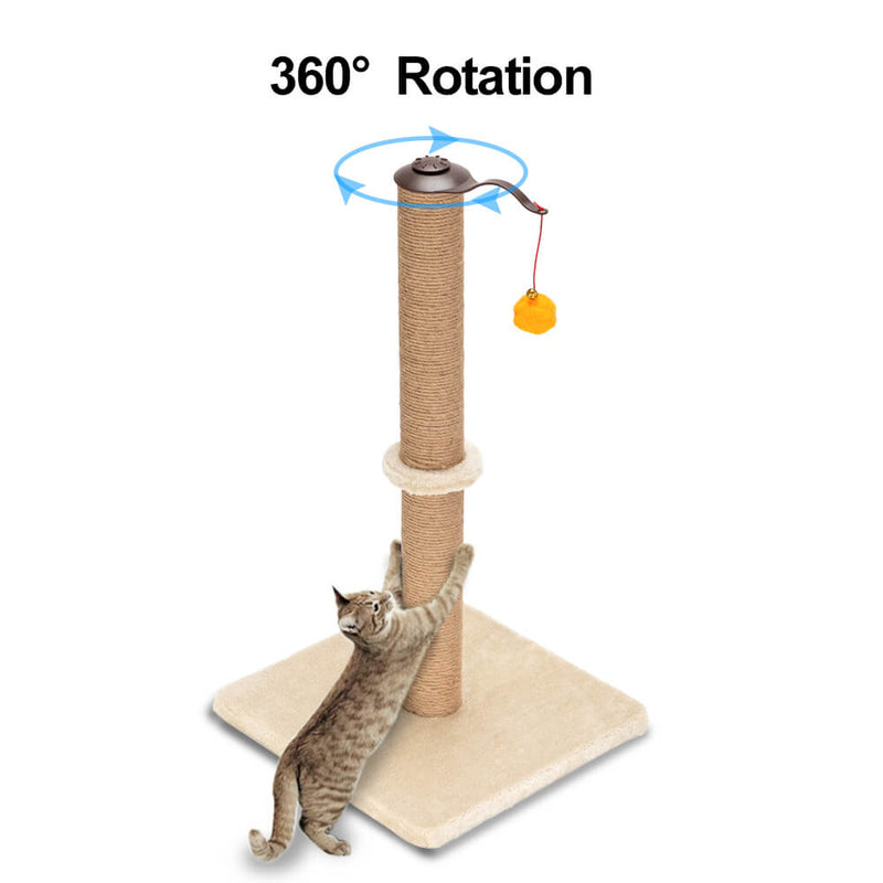 360° Rotatable Cat Climb Holder Tower Climbing Tower Beige with Two Toys 26 inches