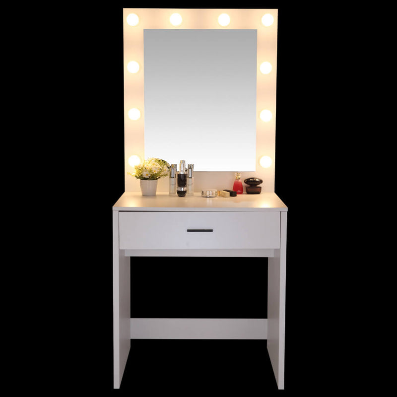 Large-Mirror Single-Drawer Dressing Table with Light Cannon