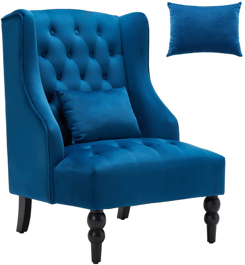 Wingback Chair, Navy Blue