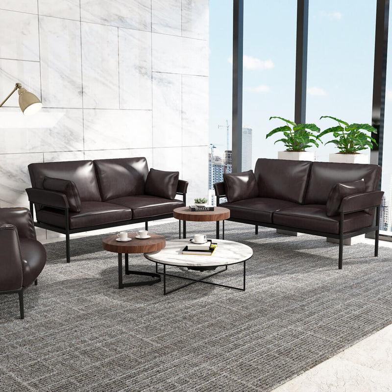 PU Leather Sofa Loveseat Modern Upholstered Couch Brown