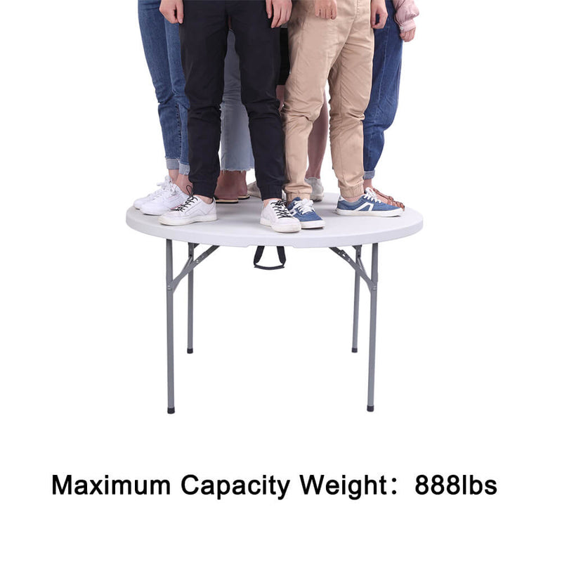 48 inches Round Folding Table Outdoor Folding Utility Table White