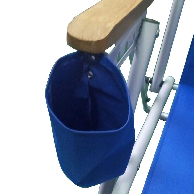 Backpack Folding Beach Chair, Camping Pool Chairs with Armrest & Padded Headrest Cup Holder Blue