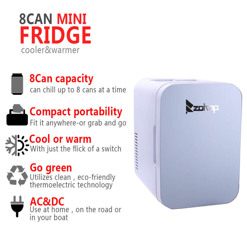6L Electric Mini Refrigerator, Portable Electric Cooler & Warmer with Handle, Compact Car Refrigerator Cooler, Gray