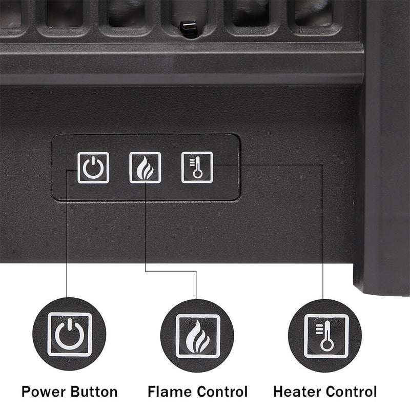 Fake Wood Without Frame Embedded 1400W Single Color Heating Wire With Small Remote Control Black 23 Inches