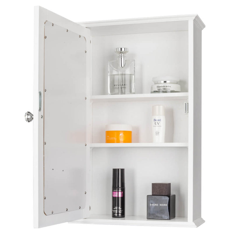 Wall Mounted Cabinet Shelf With Mirror White