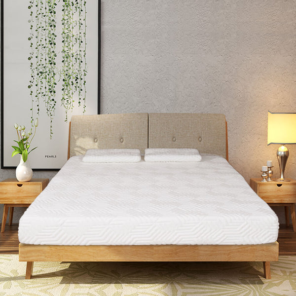 Three Layers Mattress with 2 Pillows (Queen Size) White 8 inches
