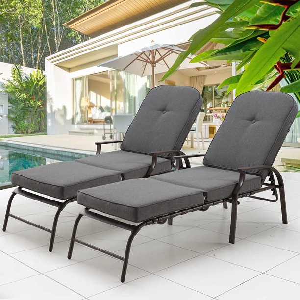 Patio Lounge Chair Set of 2 - Grey