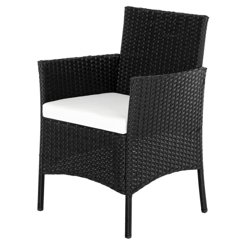 4 Pieces Outdoor Conversation Set Patio Dining Set Rattan Sofa Set Black