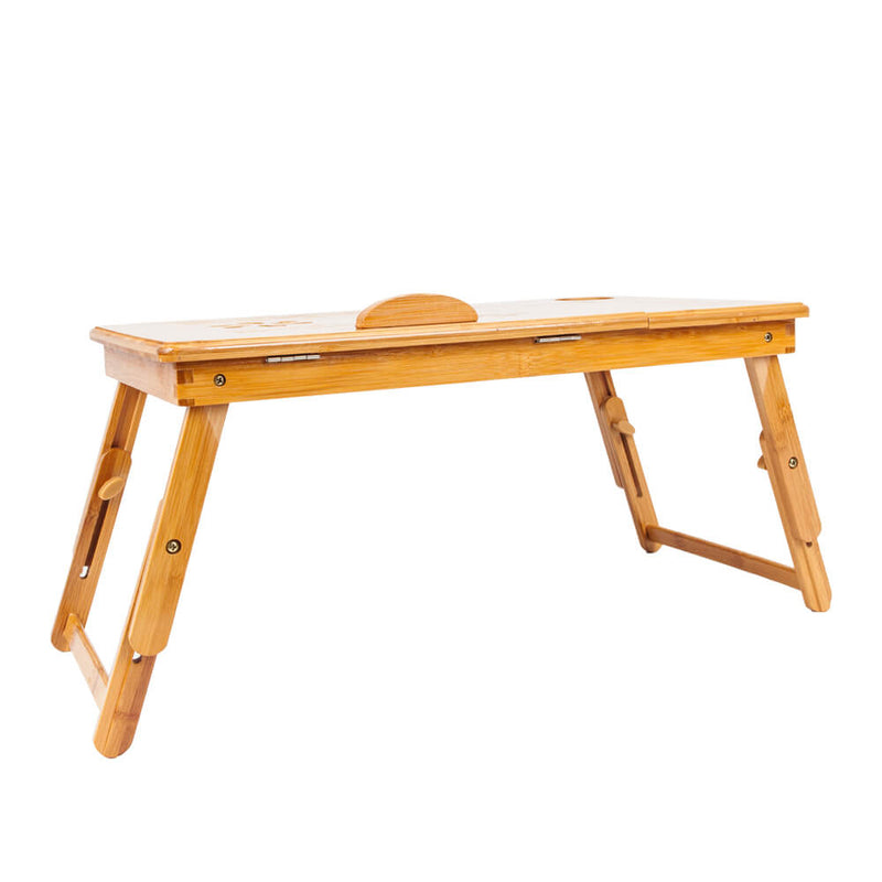 Smooth Adjustable Computer Desk with Cup Stand Wood Color, 21 inches