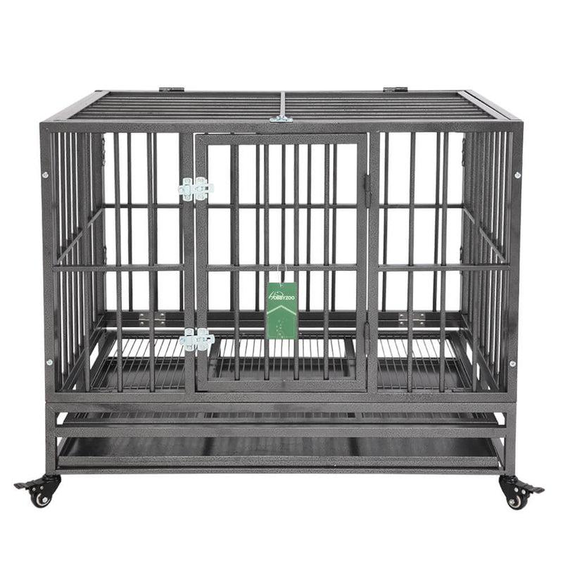 36” Heavy Duty Dog Cage Crates Metal Dog or Pet Crate Kennel with Tray Silver