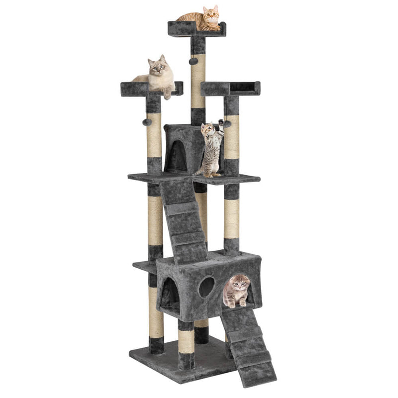 Cat Tree Tower Condo Furniture  Scratch Post Pet House Gray 66 inches