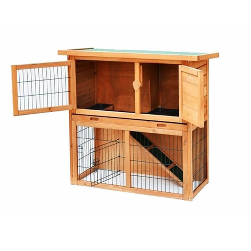 36 inches Waterproof 2 Tiers Pet Hutch Wood Color
