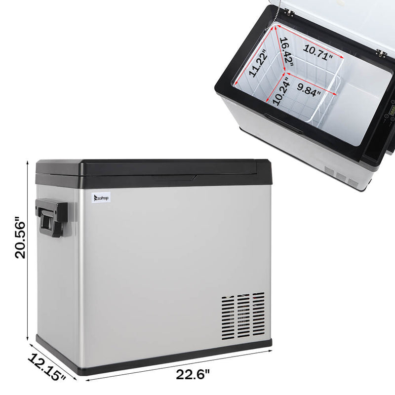 50L Compressor Touch Screen Car Refrigerator Stainless Steel Black