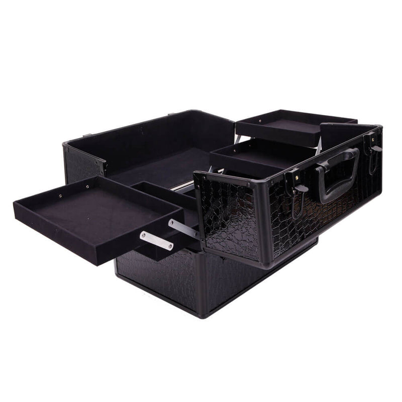High-end Portable Foldable Inner Layers Cosmetics Storage Case Black