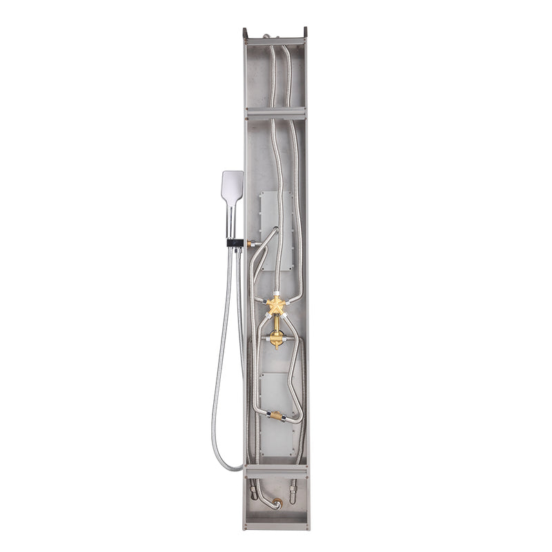 Shower System Shower Panel Stainless Steel Multi-Function 24 Holes Silver 60 inch