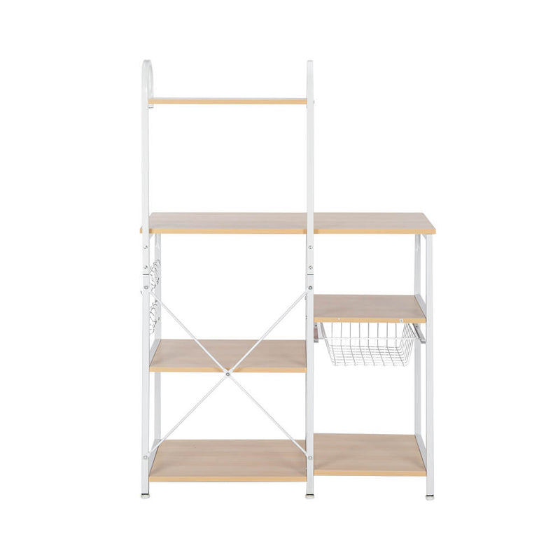 Utility Storage Shelf 35.5 inches Microwave Stand with 10 Hooks