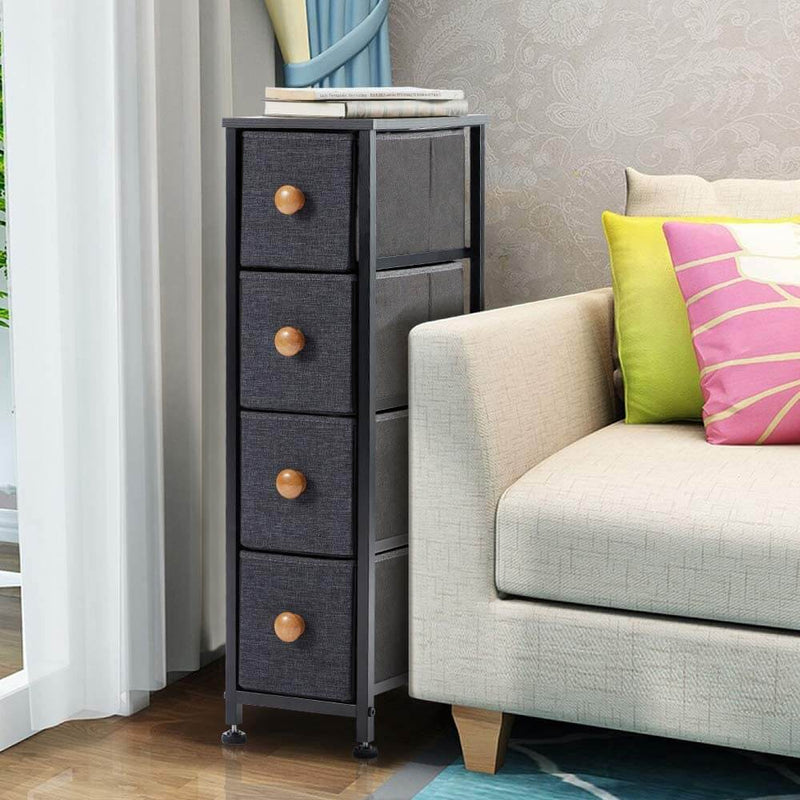 Dresser for Bedroom with 4 Drawers,Fabric Dresser Tower for Closets,Bedroom, Hallway- Sturdy Steel Frame, Wooden Top(Grey)