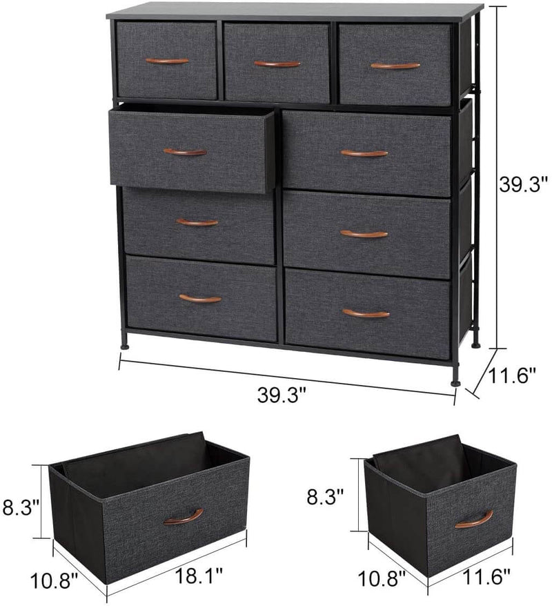 Dresser for Bedroom with 9 Drawers, Fabric Dresser Tower for Closets,Bedroom