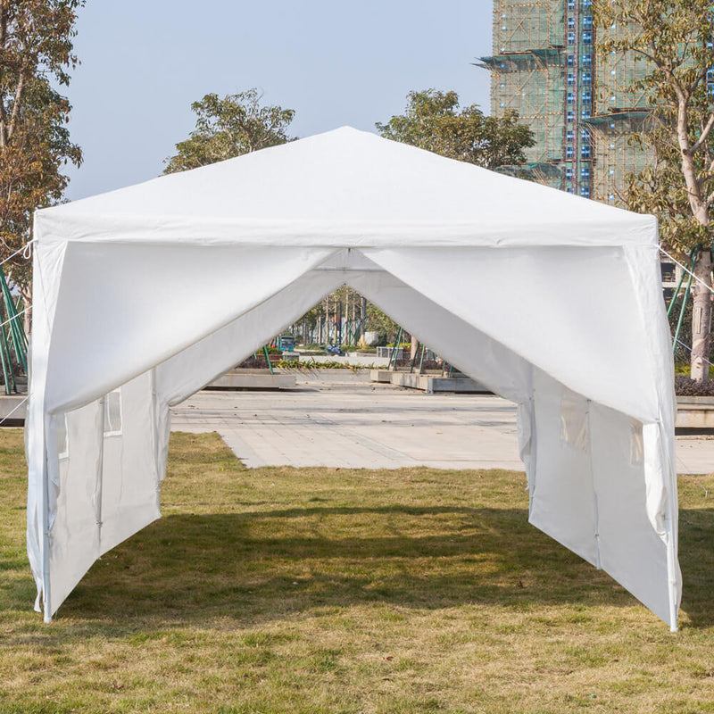 Six Sides Two Doors Waterproof Tent with Spiral Tubes 10 x 20 ft White