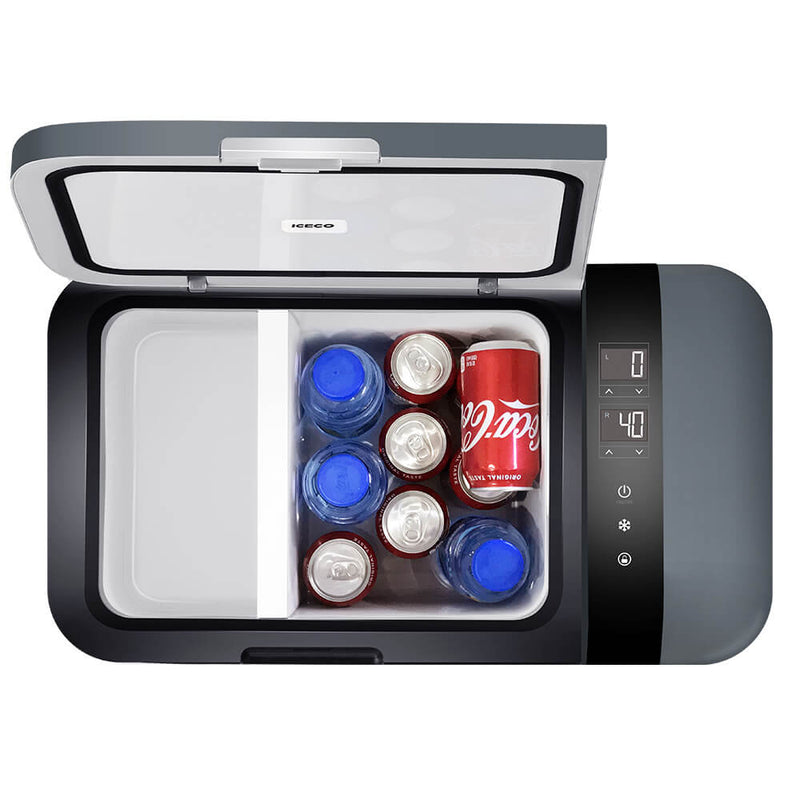 12V Dual Zone Portable Refrigerator Mini Fridge for Outdoor, Home Use, Grey
