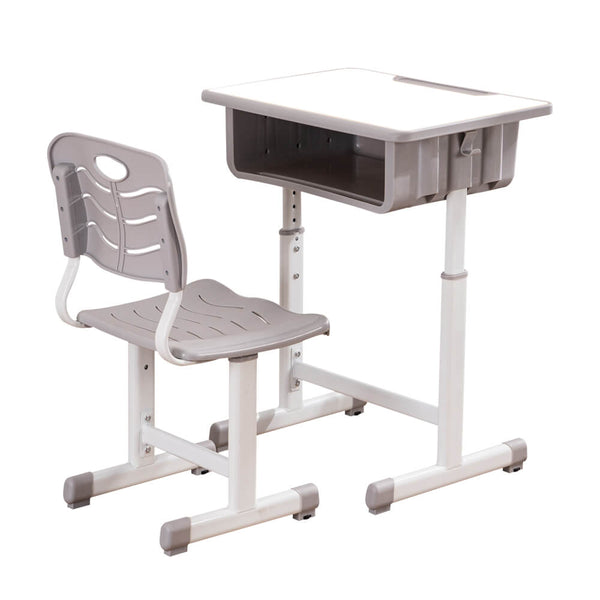 Lifting Children Multifunctional Study Desk and Chair Set with Storage Bin Gray