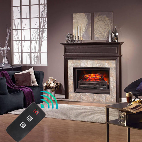 Fake Wood Without Frame Embedded 1400W Single Color Heating Wire With Small Remote Control Black 23 Inches
