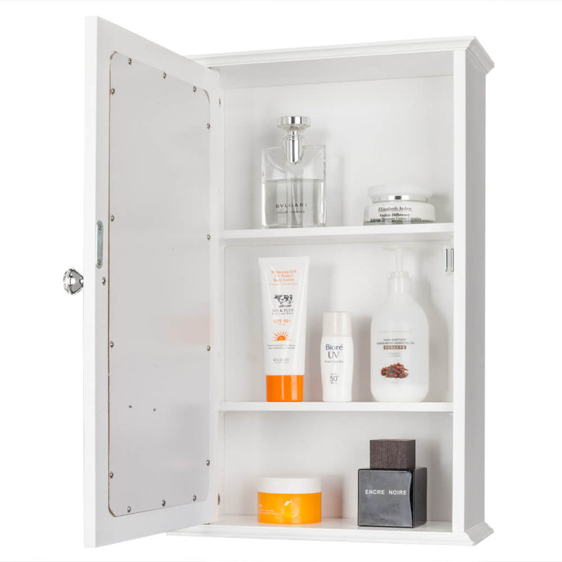 Wall Mounted Cabinet Shelf With Mirror White