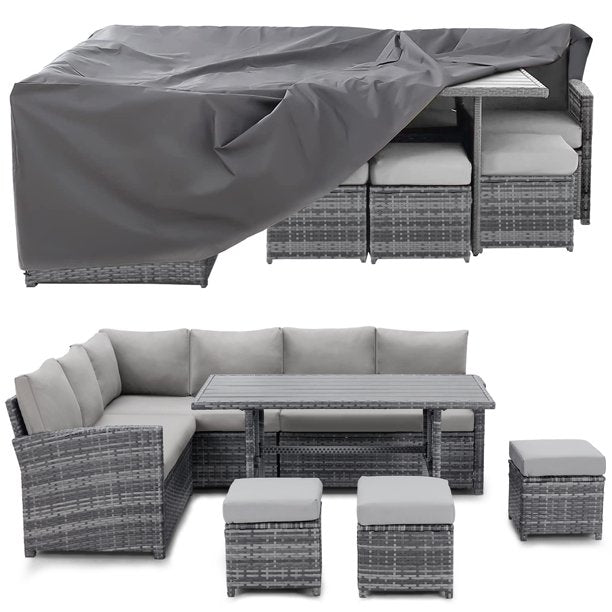 7 Pieces Outdoor Rattan Sectional Sofa Couch - Gray