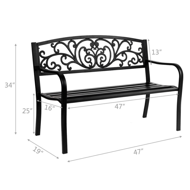 Iron Outdoor Courtyard Decoration Park Leisure Bench 50 inches