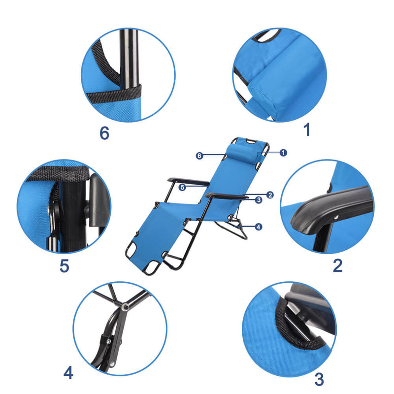 Portable Dual Purposes Extendable Folding Reclining Chair Blue