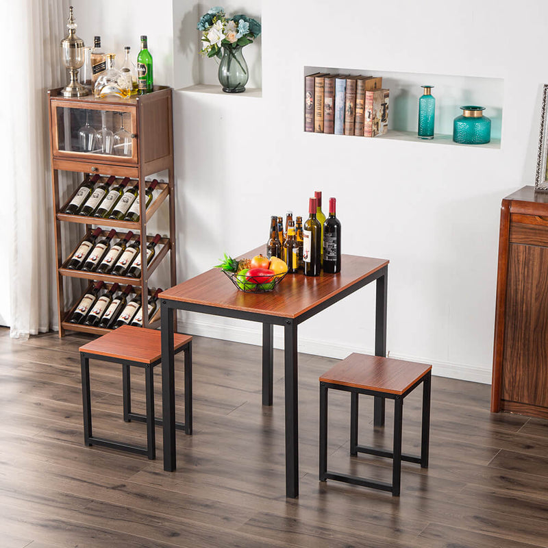 Simple Wood Grain 75cm High Dining Table And Chair Three-Piece Cherry Wood Color