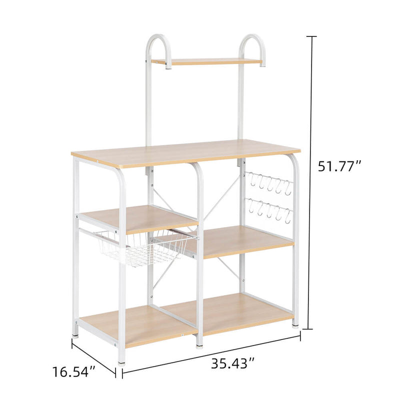 Utility Storage Shelf 35.5 inches Microwave Stand with 10 Hooks