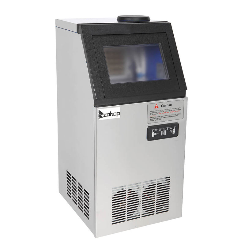 68KG/24H Refrigerator Stainless Steel Transparent Cover Commercial Ice Machine