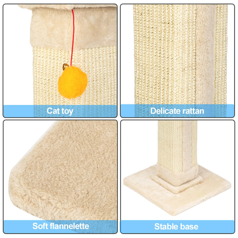 Cat Climb Holder Tower Cat Tree Cat Scratching Sisal Post Tree Climbing Tower Beige 21 inches