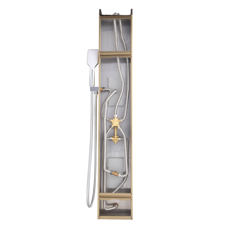 Shower Panel Shower System Stainless Steel Multi-Function Gold 18 Holes 48 inch
