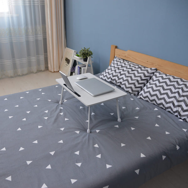 Folding White Laptop Desk for Bed with Slot, 23 inches