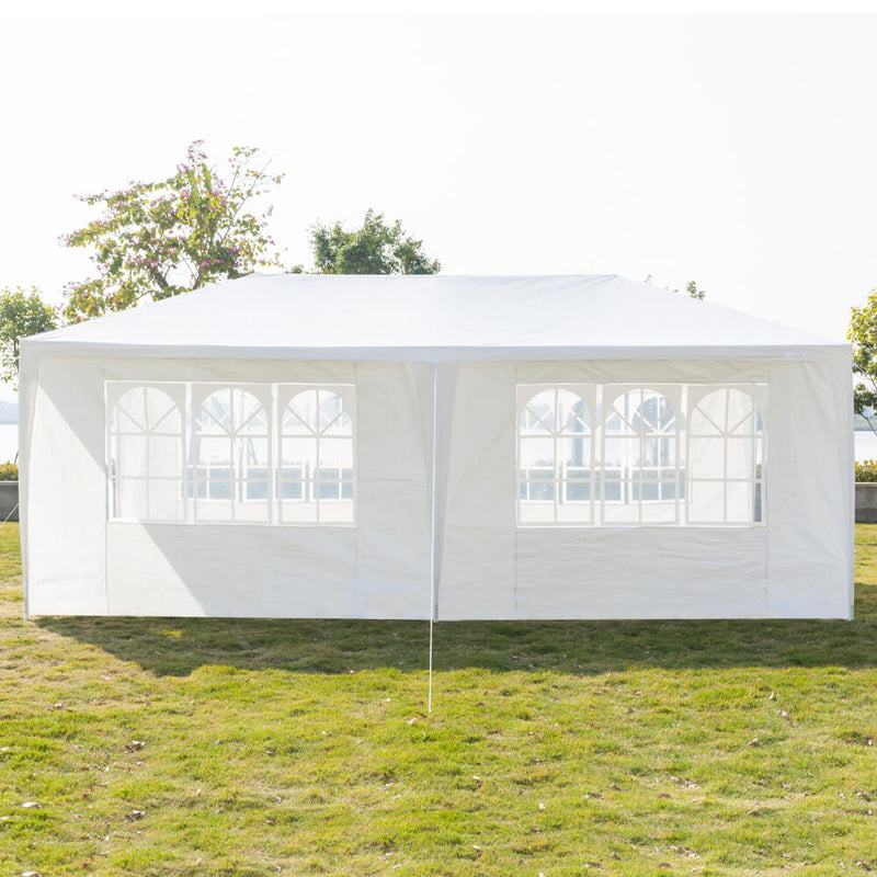 Six Sides Two Doors Waterproof Tent with Spiral Tubes 10 x 20 ft White