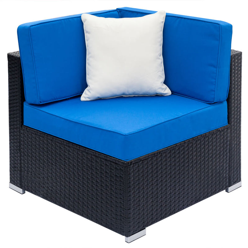 Fully Equipped Weaving Rattan Sofa Set with 1pcs Corner Sofas & 4pcs Single Sofas & 1 pcs Coffee Table Black
