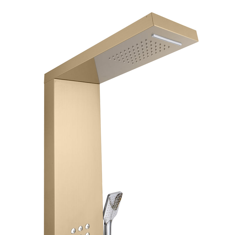 Shower Panel Stainless Steel Multi-Function Gold 24 Holes 60 inch