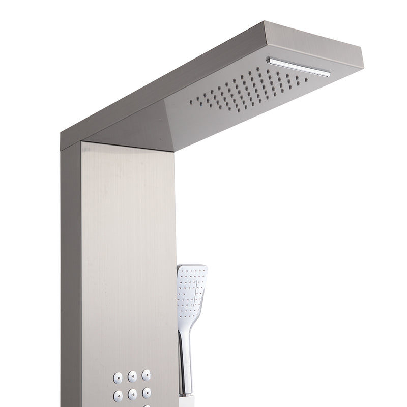 Shower System Shower Panel Stainless Steel Multi-Function Silver 18 Holes 48 inch