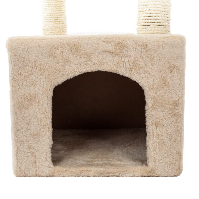 Beige Plush Cat Climb Tree Cat Tower, 36 inches