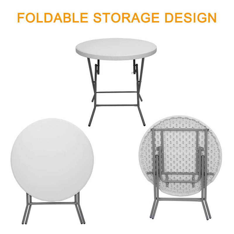 32 inches Round Folding Table Outdoor Folding Utility Table White