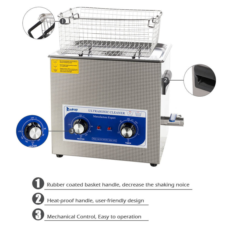 10L Commercial Ultrasonic Cleaner Large Capacity Stainless Steel with Heater and Digital Timer