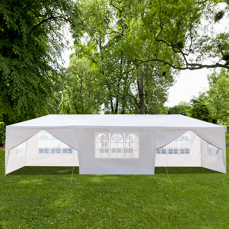 Homhum Foldable Part Canopy Tent 8 Sides with Spiral Tubes 10 x 30 ft, White