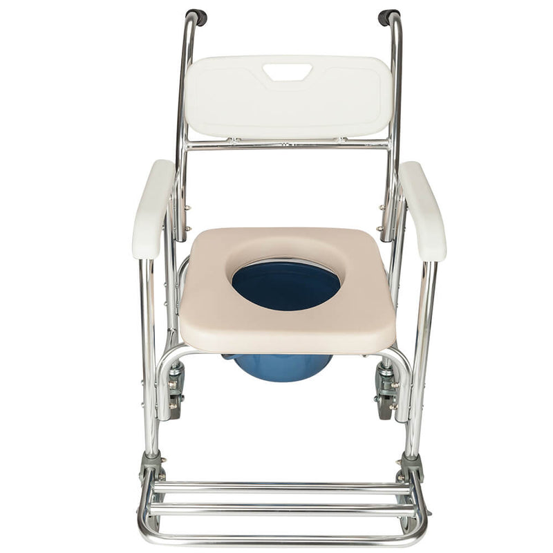 4 in 1 Multifunctional Aluminum Elder Disabled Commode Chair Bath Chair White