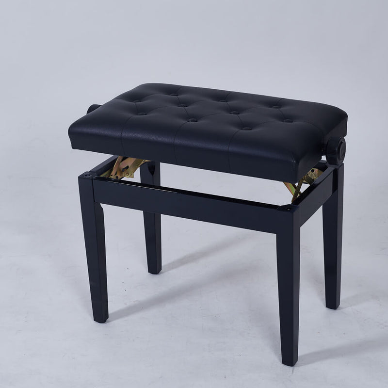 22'' Genuine Leather Piano Bench, Adjustable Artist Concert Piano Bench Stool, Black