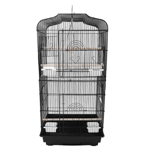 Bird Parrot Cage Cage with Wood Perches & Food Cups Black 37"