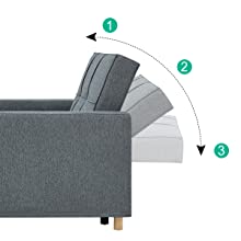 Sofa Bed 3-in-1 Convertible Chair Multi-Functional Adjustable Recliner, Sofa, Bed, Modern Linen Fabric, Dark Gray